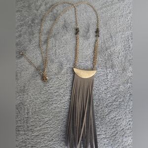 🌙 Leather Fringe Tassel Necklace | Boho Statement | Festival Style